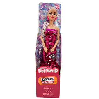 DollyLand Manken Bebek Payetli Yıldız Elbise - Pembe