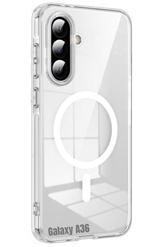 Evax (Mika Magsafe) Samsung Galaxy A36 Uyumlu Şeffaf Sert Mika Sararmaz Magsafe İnce Fit Kılıf