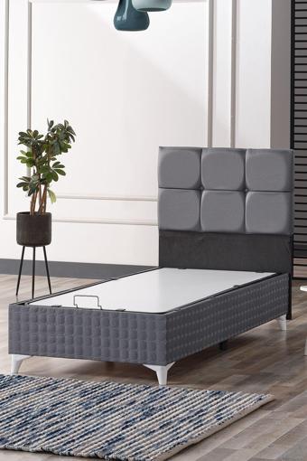 Evdemo Prestij Tek Kişilik Baza Başlık Set Gri 90x190 cm