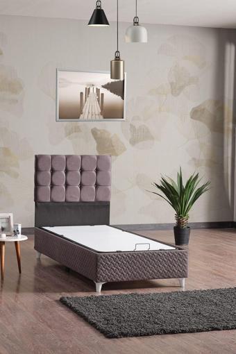 Evdemo Bengü Tek Kişilik Baza Başlık Set Gri 90*190