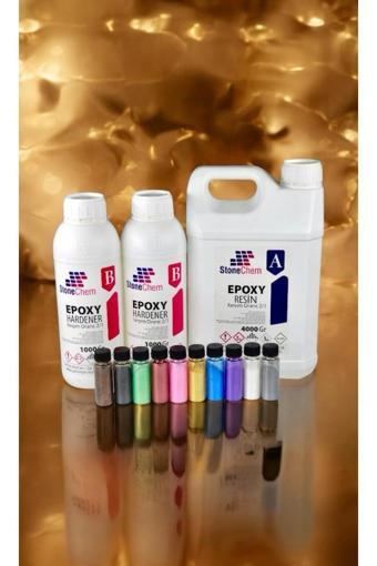 Stonechem Ultra Şeffaf Epoksi Reçine 6 Kg Pigment Seti 10X20 Gr Hobi Sanat Ahşap Magnet Yapımı Için
