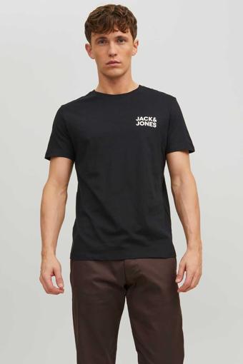 Jack & Jones Erkek Jjecorp Baskı Detaylı Bisiklet Yaka T-Shirt 12151955 Siyah