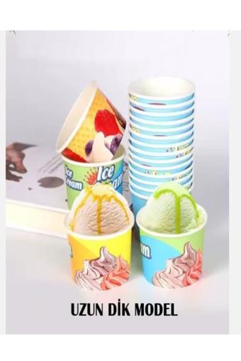 Dondurma kabı ve kaşığı ( 300 kab + 500 gr kaşık ) neşeli renklerde dikey kap model