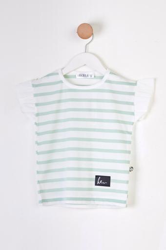 Kız Çocuk Mint Çizgili T-Shirt - 25785
