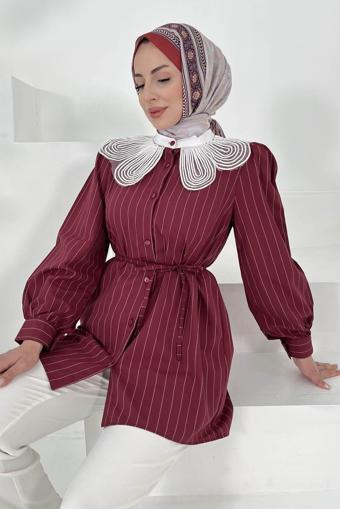 Çizgili Tunik Bordo - 27000
