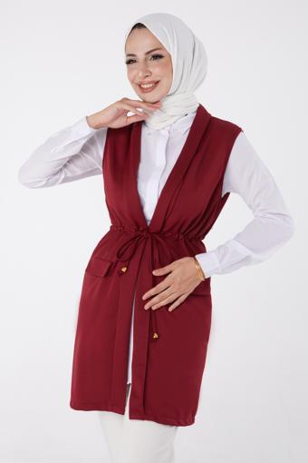 Bağcıklı Yelek Bordo - 13263