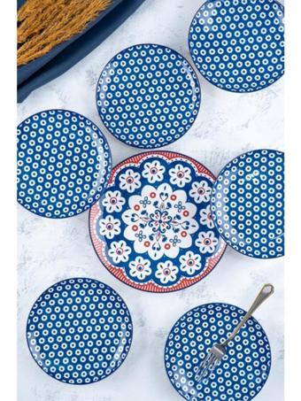 Acar Tiffany Lacivert 7 Parça Porselen Pasta-İkram Seti POR-05334