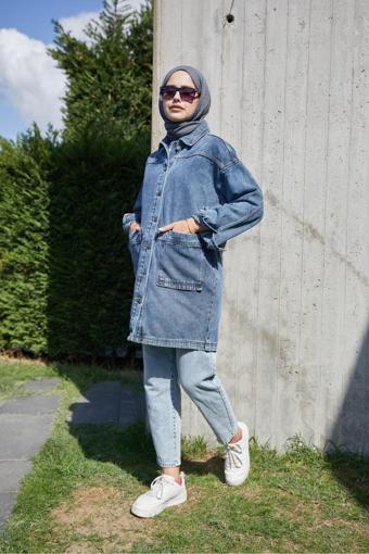 Enzim Jeans Kadın Oversize Kot Ceket
