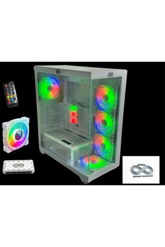 Azt201 W5*rgb Fan Uzaktan Kumanda Temperli Cam Rgb Swıtch Beyaz Akvaryum Gamıng Kasa