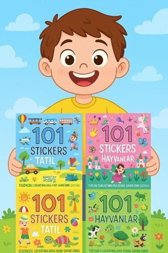 Karatay Yayınları 4E 101 Stcker Etknlik Kitabı Taşıtlar-Prenses-Hayvanlar-Tatil (4 Lü Set)
