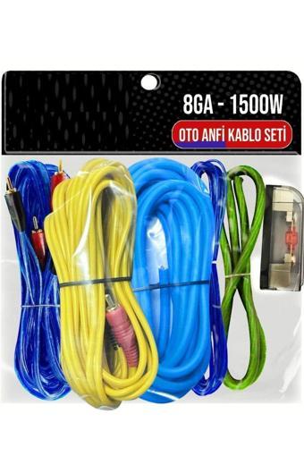 Usin 8Ga 1500W Oto Anfi Set-Otomobil Araç Hoparlör Ses Sistemi Amfi Kablosu Tesisat Seti