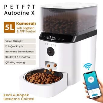 Petfit AutoDine X 5L WiFi Kameralı Akıllı Otomatik Kedi Köpek Mama Kabı Besleme Ünitesi Sesli Komut+Çelik Kase