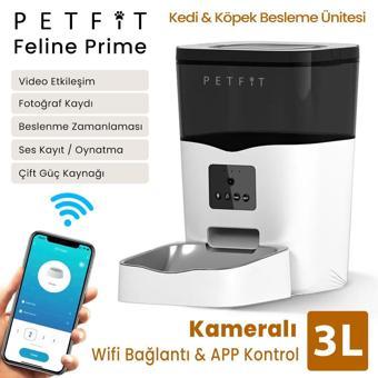 Petfit Feline Prime 3L WiFi Kameralı Akıllı Otomatik Kedi Köpek Mama Kabı Besleme Ünite Sesli Komut+Çelik Kase