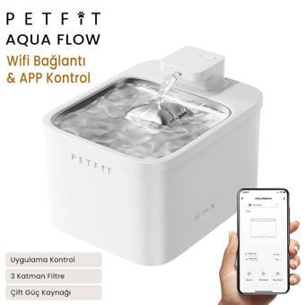 Petfit Aqua Flow 4L Çelik Hazne Wi-Fi Bataryalı Akıllı Otomatik Kedi Köpek Su Pınarı Su Çeşmesi Su Şelalesi