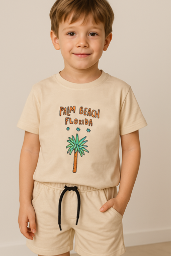 Erkek Çocuk Palm Beach Baskılı Şortlu Penye Takım