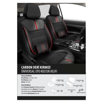 Volkswagen Polo Koltuk Kılıfı Carbon Deri Kırmızı