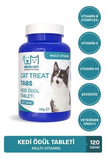 Muvicado Kedi Ödülü Kedi Ödül Tableti Multi Vitamin Kedi Tüy Tüyü Bakımı Biyotin Çinko Omega 3-6 Balık Yağı