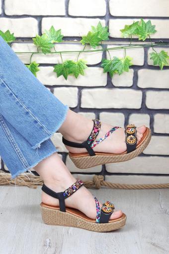 Vojo Daisy Rahat Taban Taş Boncuk Detaylı Kadın Sandalet