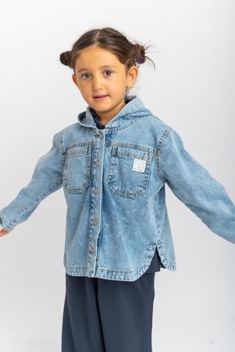Unisex Kapüşonlu Kot Ceket MAVİ