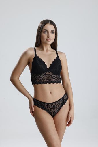 Dantelli Bralet Sütyen Takım | Siyah 809