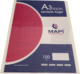 MAPİ A3 SENTETİK KAGIT (TESLİN) 254 MİC. 100 LÜ