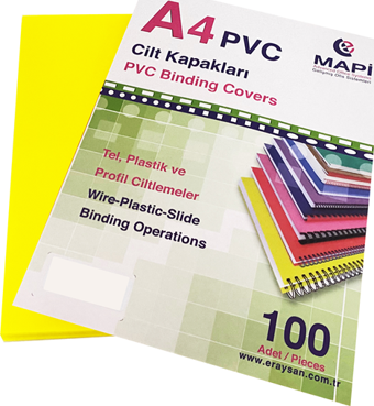 MAPİ A4 PVC OPAK CİLT KAPAK 160 MİC. SARI       100 LÜ