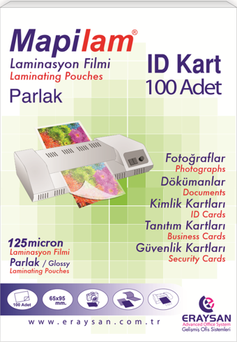 MAPİLAM 125 MİC. PARLAK LAM. FİLMİ (ID KART)     65X95  100 LÜ