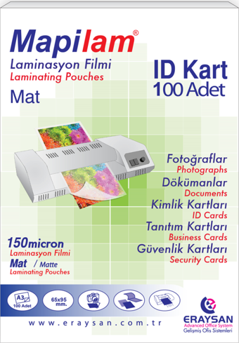 MAPİLAM 150 MİC. MAT LAM. FİLMİ (ID KART)     65X95  100 LÜ