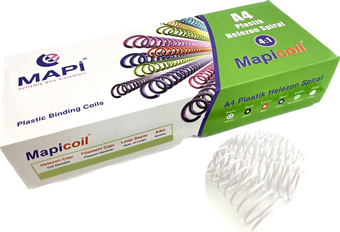 MAPİCOİL 4:1 PLASTİK HELEZON SPİRAL 6MM.BEYAZ 200 AD. 48 LOP