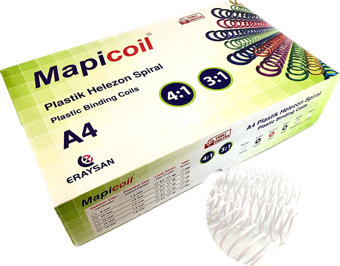 MAPİCOİL 4:1 PLASTİK HELEZON SPİRAL 8MM.BEYAZ 200 AD. 48 LOP