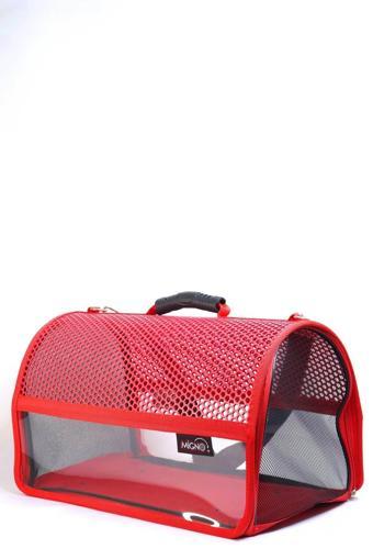 Migno Flybag Voyager Fileli-Şeffaf Model Kedi Köpek Taşıma Çantaları - Kırmızı