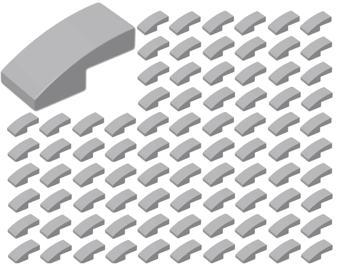 100 Adet LEGO 1x2 Açık Gri Slope Kavisli Çatı Parçası - Yedek Parça