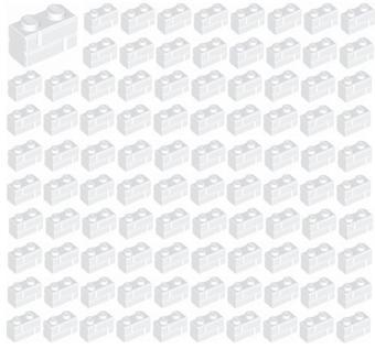 100 Adet LEGO 1x2 Beyaz Kale Tuğla Parçası - Yedek Parça