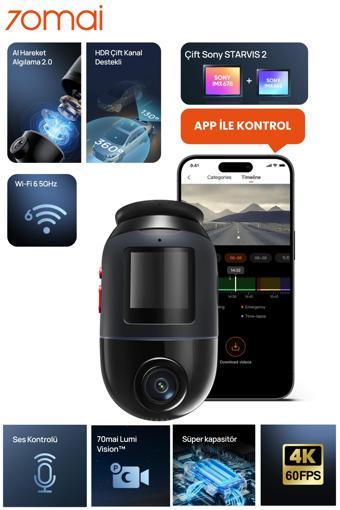 70mai Dash Cam X800 128GB  Siyah