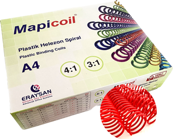 MAPİCOİL 4:1 PLASTİK HELEZON SPİRAL 18MM.KIRMIZI 100 AD.48 LOP