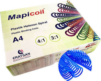 MAPİCOİL 4:1 PLASTİK HELEZON SPİRAL 18MM.MAVİ 100 AD.   48 LOP