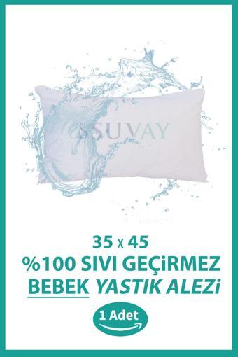 Suvay %100 Pamuklu Su Sıvı Geçirmez Bebek Kafa Yastığı Alezi Fermuarlı 35X45 Cm Bebek Yastık Alezi Kılıfı