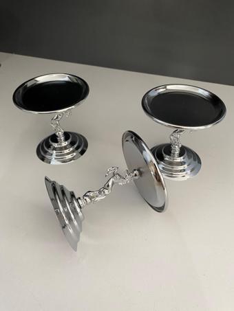 3'lü Atlı Gümüş Lokumluk, Çay ve Kahve Yanı Sunumluk, Metal Şekerlik, Makaronluk