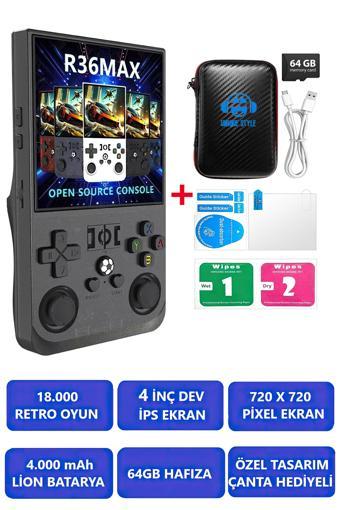 ROXİVA R36S MAX / 4" İPS EKRAN / 64 GB-18.000 OYUN/4.000mAh / 720X720P/+ÇANTA RETRO OYUN