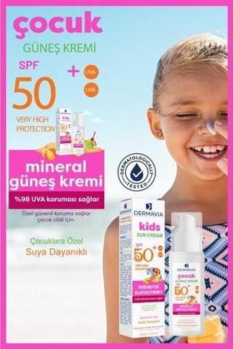 Dermavia Spf+50 Çocuk Yüz Ve Vücut Koruma Mineralli Güneş Kremi 100 Ml