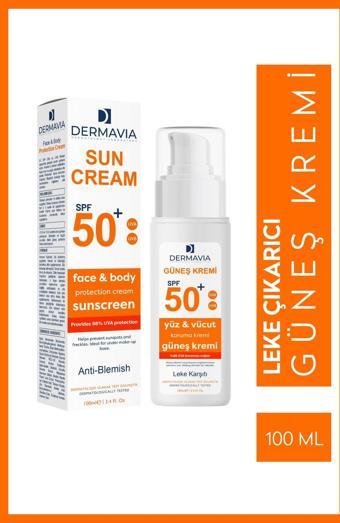 Dermavia Spf+50 Yüz Ve Vücut Koruma Güneş Kremi Leke Karşıtı 100 Ml