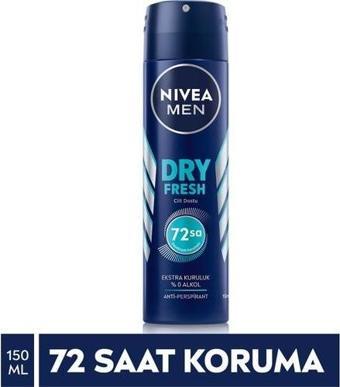 Nivea Men Erkek Sprey Deodorant Dry Fresh 150Ml, Ter Ve Ter Kokusuna Karşı 48 Saat Çift Etkili Anti-