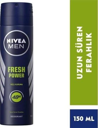 Nivea Men Erkek Sprey Deodorant Fresh Power 150Ml,Ter Ve Ter Kokusuna Karşı 48 Saat Deodorant Koruma