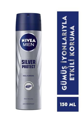 Men Erkek Sprey Deodorant Silver Protect 150ml, 48 Saat Anti-perspirant Koruma, Etkili Koruma