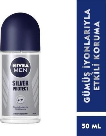 Nivea Men Roll On Sprey Deodorant Silver Protect 50 Ml, Ter Ve Ter Kokusuna Karşı 48 Saat Anti-Persp