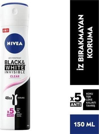 Nivea Sprey Deodorant Invisible For Black & White Clear 150 Ml