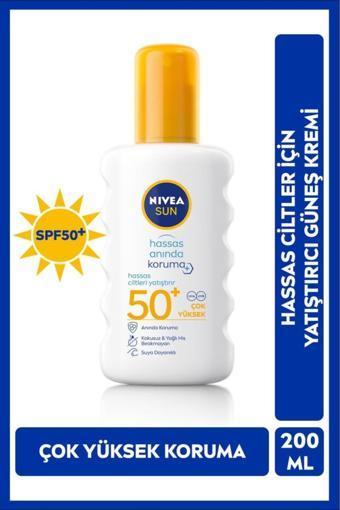 Sun Yüksek Güneş Koruyucu Sprey 200ml, Hassas Ciltler Için Yatıştırıcı, Uva Koruması, Anında Koruma