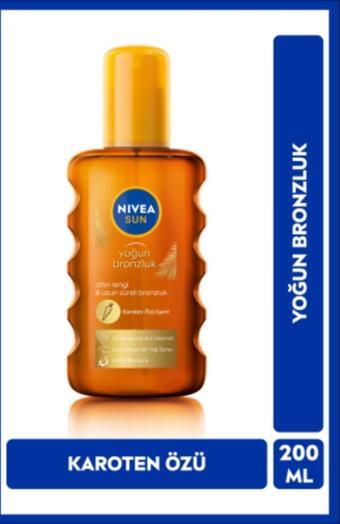 Sun Karoten Özlü Yoğun Bronzlaştırıcı Güneş Yağ Sprey 200ml, E Vitamini, Uva Koruması, Doğal Bronzlu