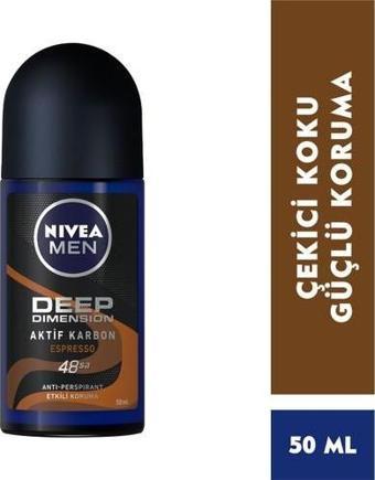 Nivea Men Erkek Roll On Deodorant Deep Dimension Espresso 48 Saat Anti-Perspirant Koruma 50 ml