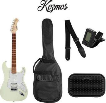 Kozmos Kgp-Stg20Hss-Owh Beyaz Elektro Gitar + UNIQUE-MINI-BK 10W Amfi Başlangıç Paketi